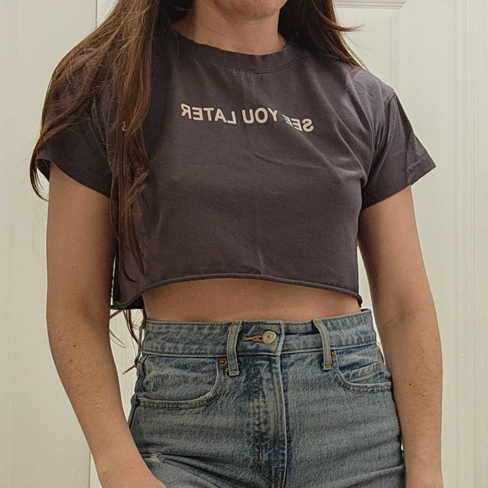 See You Later Cropped Tee - Charcoal